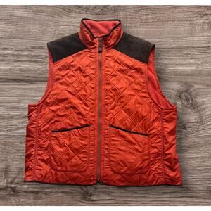 Vintage Polo Ralph Lauren Calf Suede Quilted Hunting Shooting Vest 2XB Orange